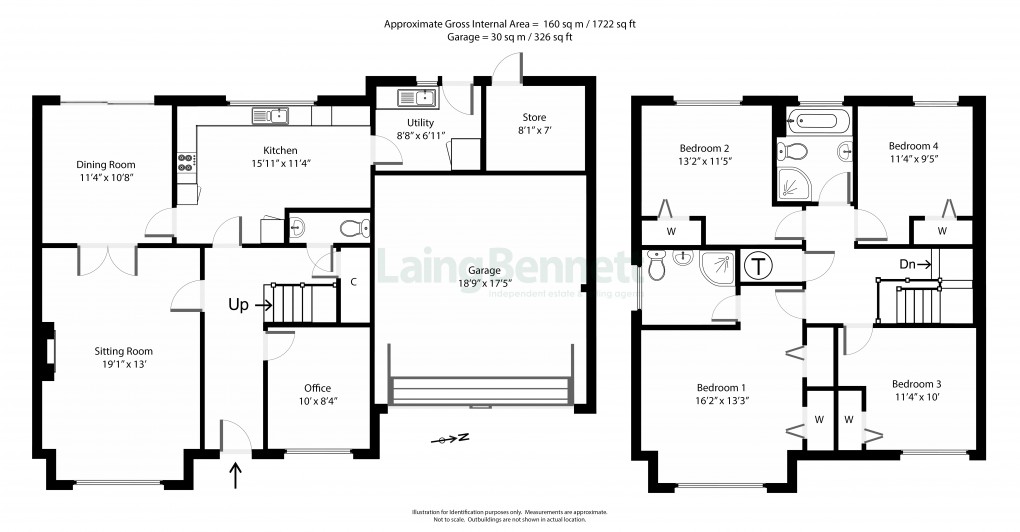 Floorplan for Hunters Bank, Old Road, Elham, Canterbury, Kent