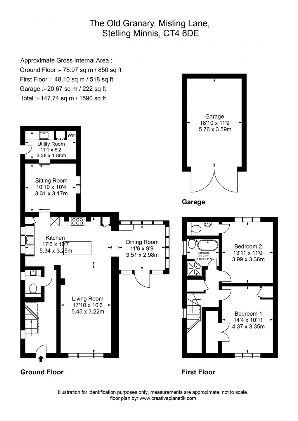 Floorplan for Stelling Minnis, Canterbury, Kent